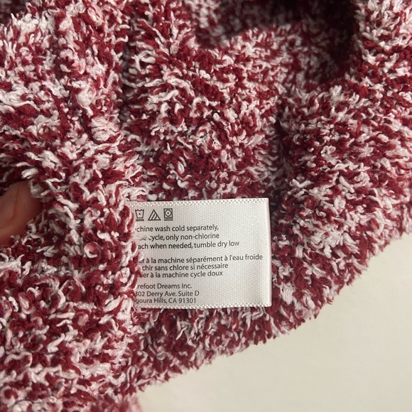 Barefoot Dreams Cozy Chic Red White Speckled Long Belted  Robe 509 - Picture 8 of 10